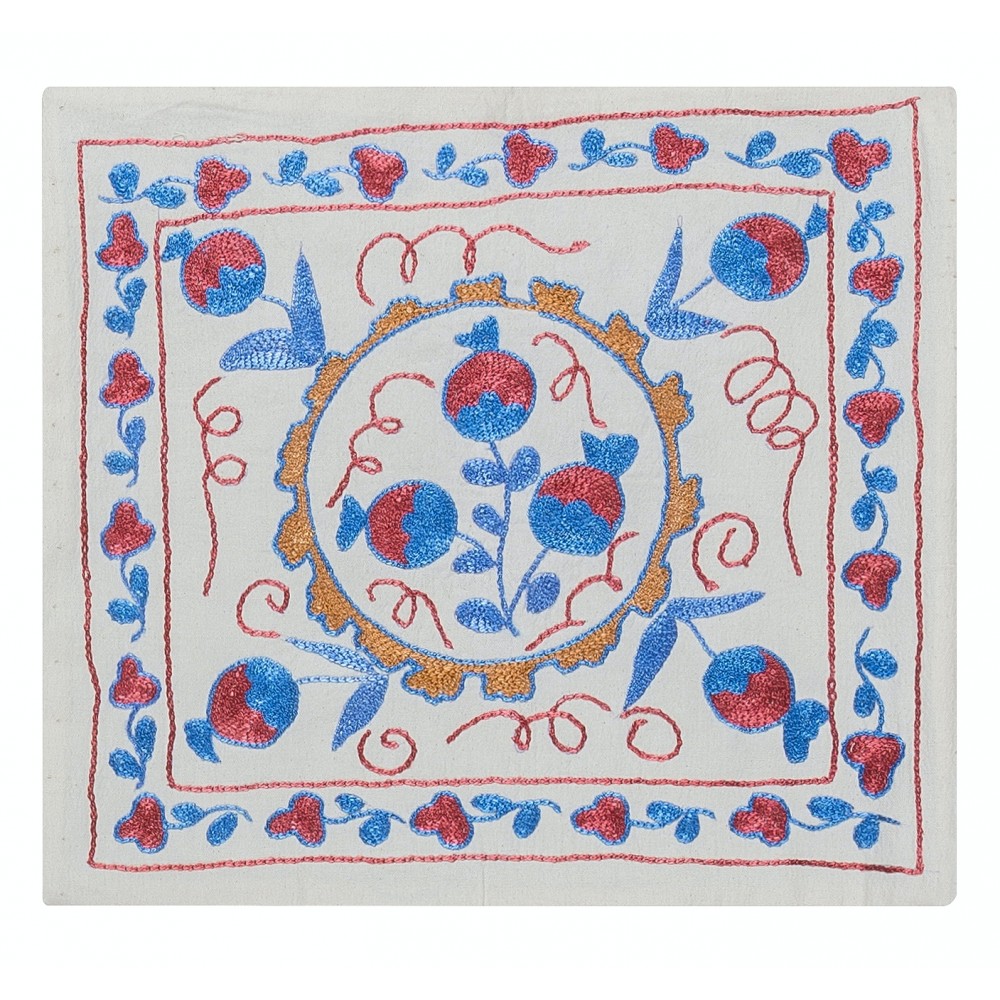 Central Asian Silk Embroidery Lace Pillow Cover, Handmade Suzani Pillow, Decorative Sham