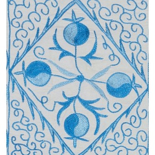 Traditional Cushion Cover. Uzbek Throw Pillow Cover. Embroidered Accent Pillow in Cream and Light Blue Traditional Cushion Cover. Uzbek Throw Pillow Cover. Embroidered Accent Pillow in Cream and Light Blue