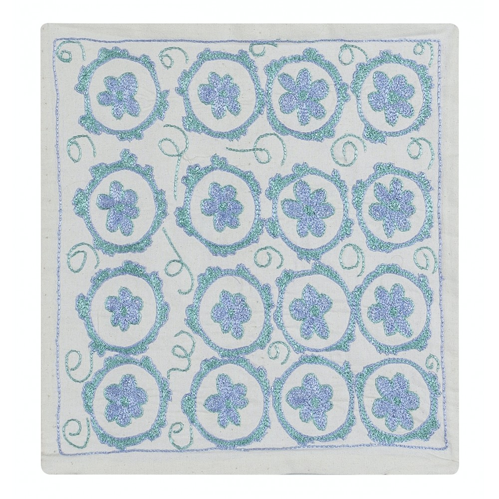 Daisy Patterned Lace Pillow Cover From Uzbekistan, Silk Hand Embroidered Cushion Cover, Suzani Sham, Decorative Throw Pillow