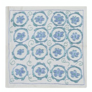 Daisy Pattern Silk Cushion Cover. Authentic Accent Pillow. Suzani Hand Embroidered Cotton Pillow. Made in Uzbekistan