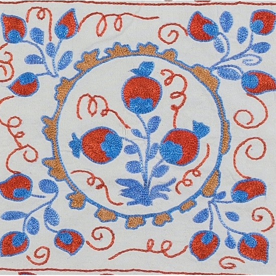 Uzbek Suzani Hand Embroidered Cushion Cover, Silk Decorative Sham, Handmade Lace Pillow Uzbek Suzani Hand Embroidered Cushion Cover, Silk Decorative Sham, Handmade Lace Pillow