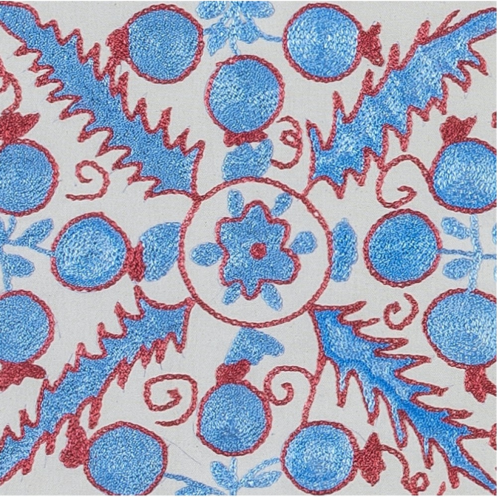 Silk Cushion Cover From Uzbekistan, Hand Embroidered Toss Pillow Cover, Suzani Lace Pillow