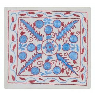 Silk Cushion Cover From Uzbekistan. Hand Embroidered Toss Pillow Cover. Suzani Accent Pillow