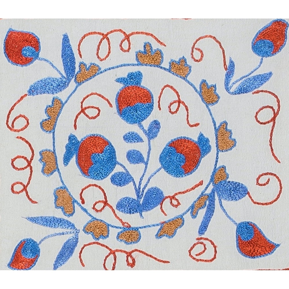 Hand Embroidered Suzani Fabric Uzbek Lace Pillow, Decorative Sham, Silk Handmade Accent Throw Pillow Cover