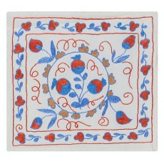 Hand Embroidered Suzani Fabric Uzbek Accent Pillow. Traditional Sham. Silk Handmade Throw Pillow Cover