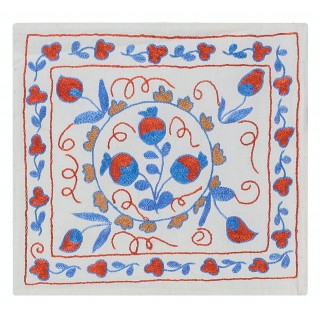 Hand Embroidered Suzani Fabric Uzbek Accent Pillow. Traditional Sham. Silk Handmade Throw Pillow Cover
