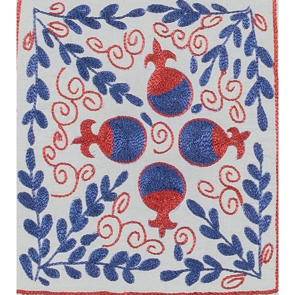 Uzbek Suzani Hand Embroidered Cushion Cover, Silk Decorative Sham, Handmade Lace Pillow