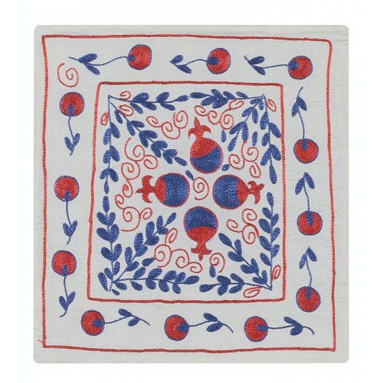 Uzbek Suzani Hand Embroidered Cushion Cover, Silk Decorative Sham, Handmade Lace Pillow