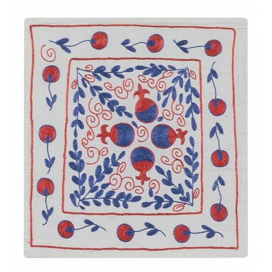 Uzbek Suzani Hand Embroidered Cushion Cover, Silk Decorative Sham, Handmade Lace Pillow Uzbek Suzani Hand Embroidered Cushion Cover, Silk Decorative Sham, Handmade Lace Pillow