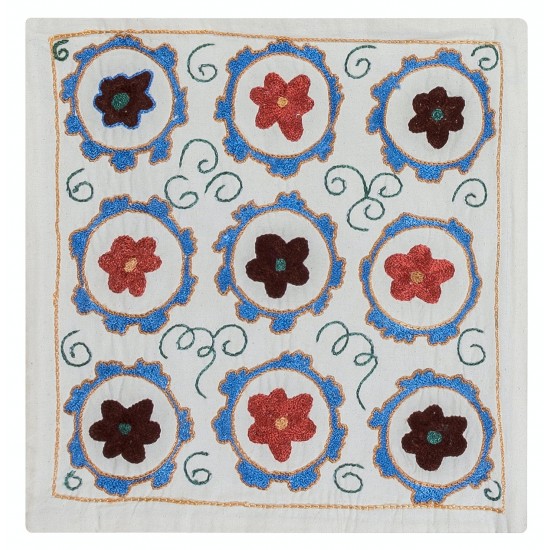 Floral Pattern Uzbek Silk Embroidery Lace Pillow Cover, Handmade Suzani Pillow, Decorative Sham