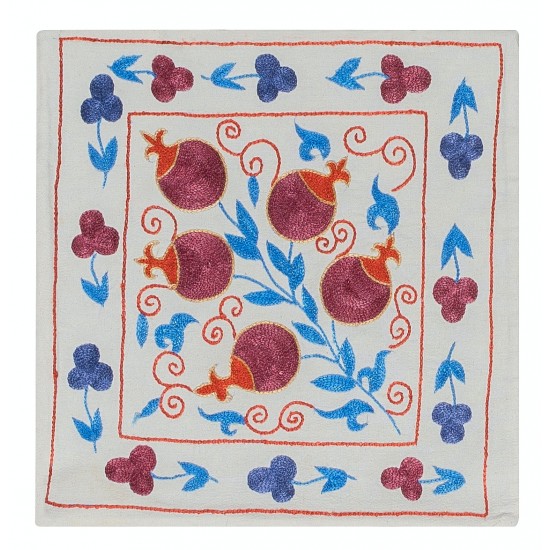 Suzani Textile Embroidered Silk Cushion Cover, Made in Uzbekistan, Handmade Pillow