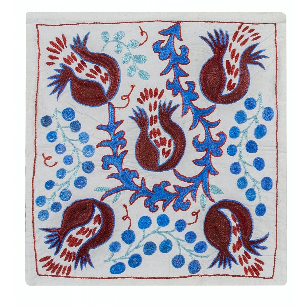 Modern Silk Embroidery Cushion Cover, Handmade Suzani Pillowcase from Central Asia, Home Decor Sham