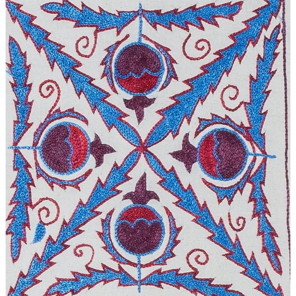Handmade Suzani Textile Embroidered New Cushion Cover, Central Asian Silk and Cotton Lace Pillow