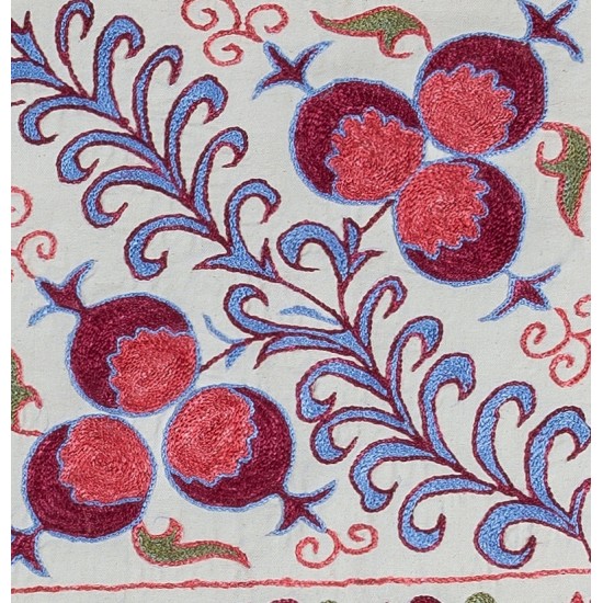 Colorful Silk Cushion Cover, Authentic Lace Pillow, Suzani Hand Embroidered Cotton Pillow, Made in Uzbekistan