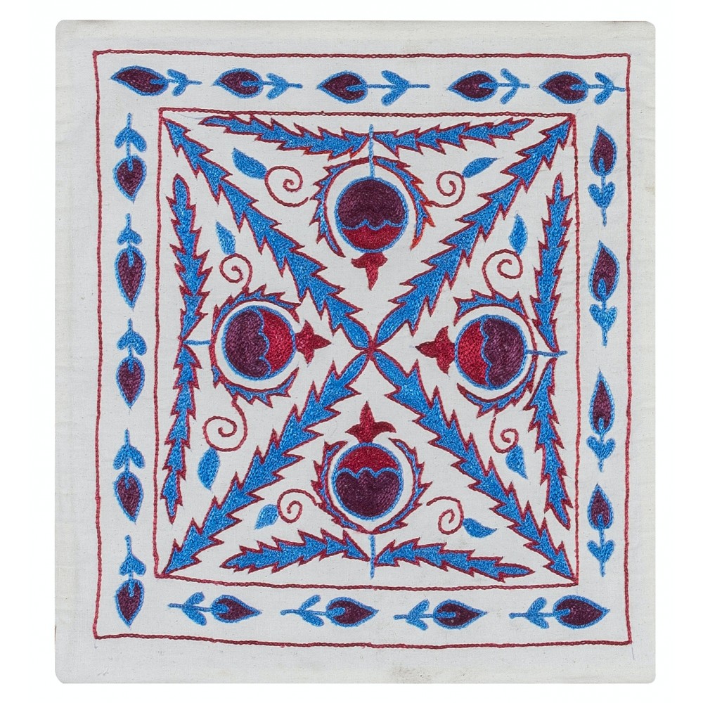 Modern Silk Embroidery Cushion Cover, Handmade Suzani Pillowcase from Central Asia, Home Decor Sham