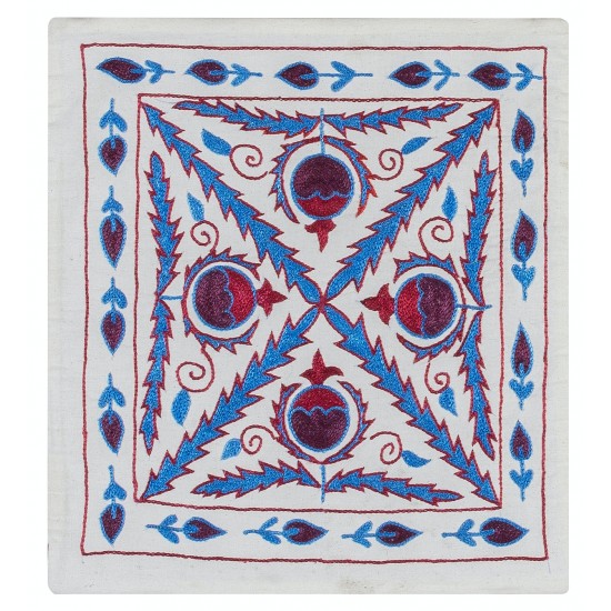 Traditional Silk Embroidery Cushion Cover, Handmade Suzani Pillowcase from Central Asia, Home Decor Sham Traditional Silk Embroidery Cushion Cover, Handmade Suzani Pillowcase from Central Asia, Home Decor Sham