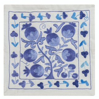 Silk Accent Pillow Cover. Hand Embroidered Cushion Cover. Suzani Sham. Traditional Throw Pillow