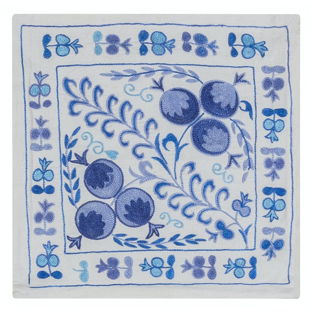 Suzani Textile Embroidered Silk Cushion Cover, Made in Uzbekistan, Handmade Pillow