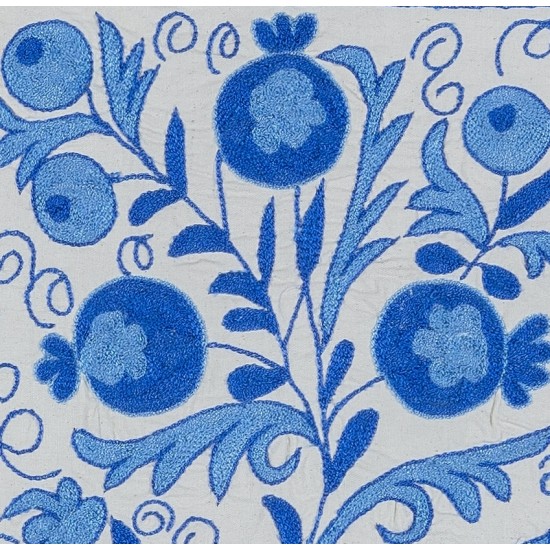 Cream & Blue Lace Pillow Cover From Uzbekistan, Silk Hand Embroidered Cushion Cover, Suzani Sham, Decorative Throw Pillow Cream & Blue Lace Pillow Cover From Uzbekistan, Silk Hand Embroidered Cushion Cover, Suzani Sham, Decorative Throw Pillow