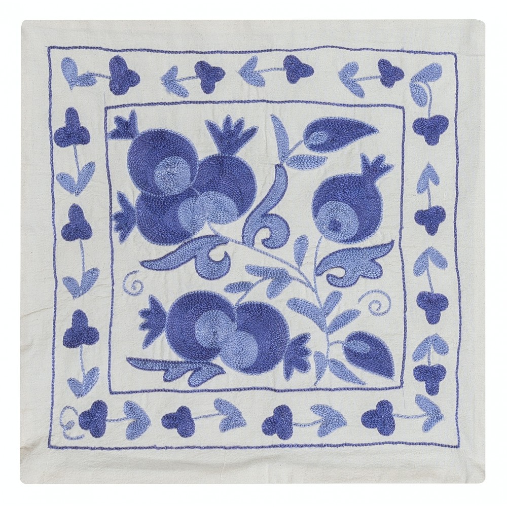 Suzani Textile Embroidered Silk Cushion Cover, Made in Uzbekistan, Handmade Pillow