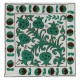 Contemporary Hand Embroidered Silk Cushion Cover, Cotton and Linen Suzani Throw Pillow Cover in Cream & Green Contemporary Hand Embroidered Silk Cushion Cover, Cotton and Linen Suzani Throw Pillow Cover in Cream & Green