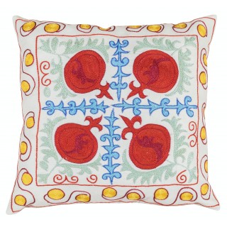 Silk Hand Embroidery Cushion Cover. Traditional Accent Pillow Cover. Suzani Throw Pillow