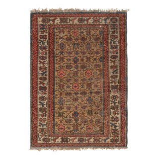 Antique Yellow Ground Kuba (Quba) Rug With Birds, North East Caucasus, Ca 1870