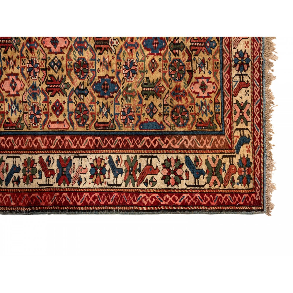 Antique Yellow Ground Kuba (Quba) Rug With Birds, North East Caucasus, Ca 1870 Antique Yellow Ground Kuba (Quba) Rug With Birds, North East Caucasus, Ca 1870