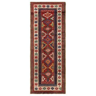 Antique South Caucasian Kazak Runner Rug, Late 19th Century