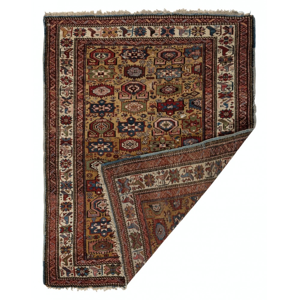 Antique Yellow Ground Kuba (Quba) Rug With Birds, North East Caucasus, Ca 1870 Antique Yellow Ground Kuba (Quba) Rug With Birds, North East Caucasus, Ca 1870