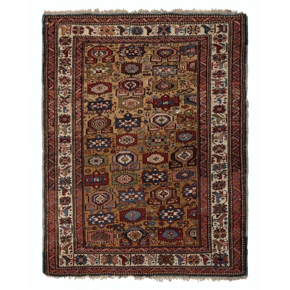 Antique Yellow Ground Kuba (Quba) Rug With Birds, North East Caucasus, Ca 1870 Antique Yellow Ground Kuba (Quba) Rug With Birds, North East Caucasus, Ca 1870