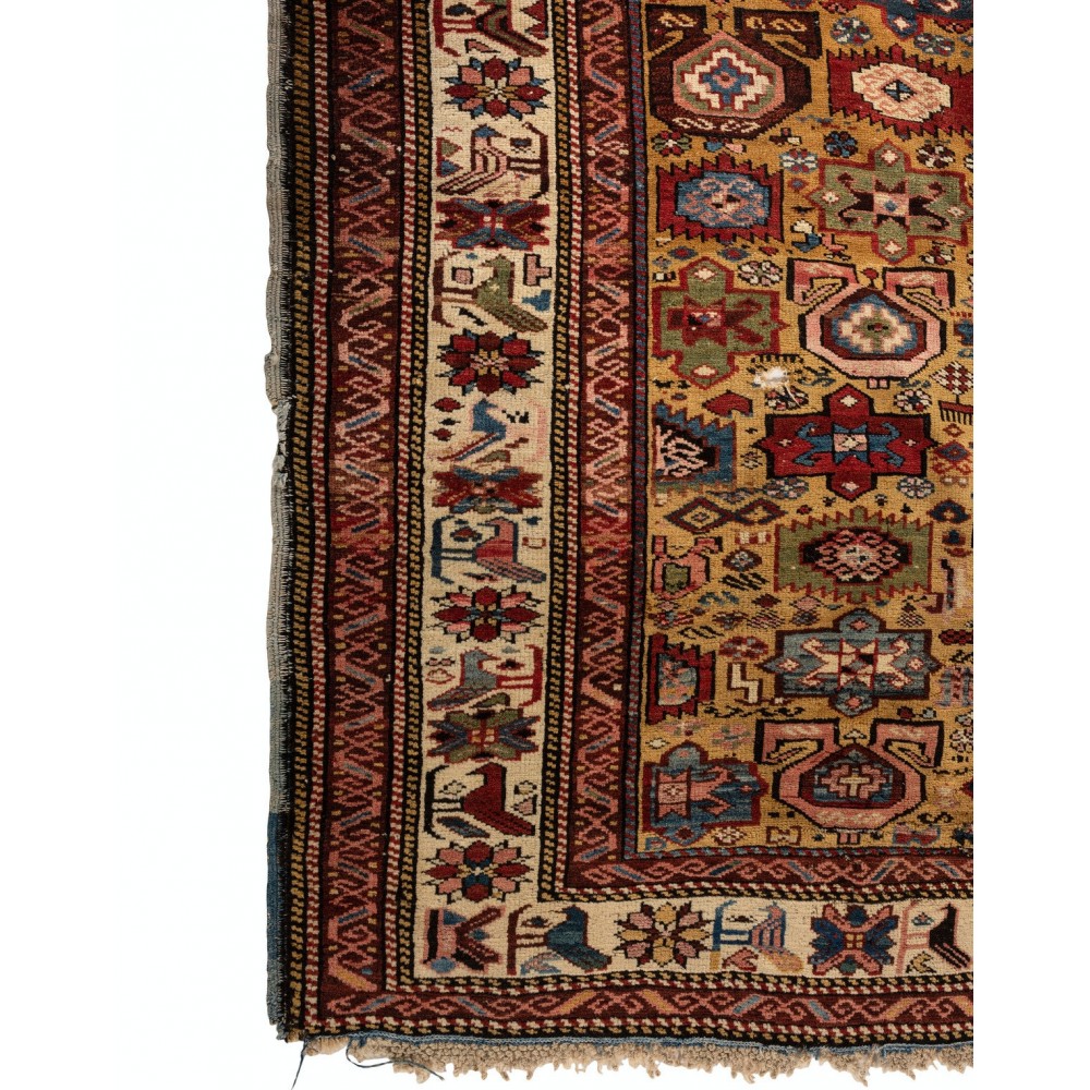 Antique Yellow Ground Kuba (Quba) Rug With Birds, North East Caucasus, Ca 1870 Antique Yellow Ground Kuba (Quba) Rug With Birds, North East Caucasus, Ca 1870