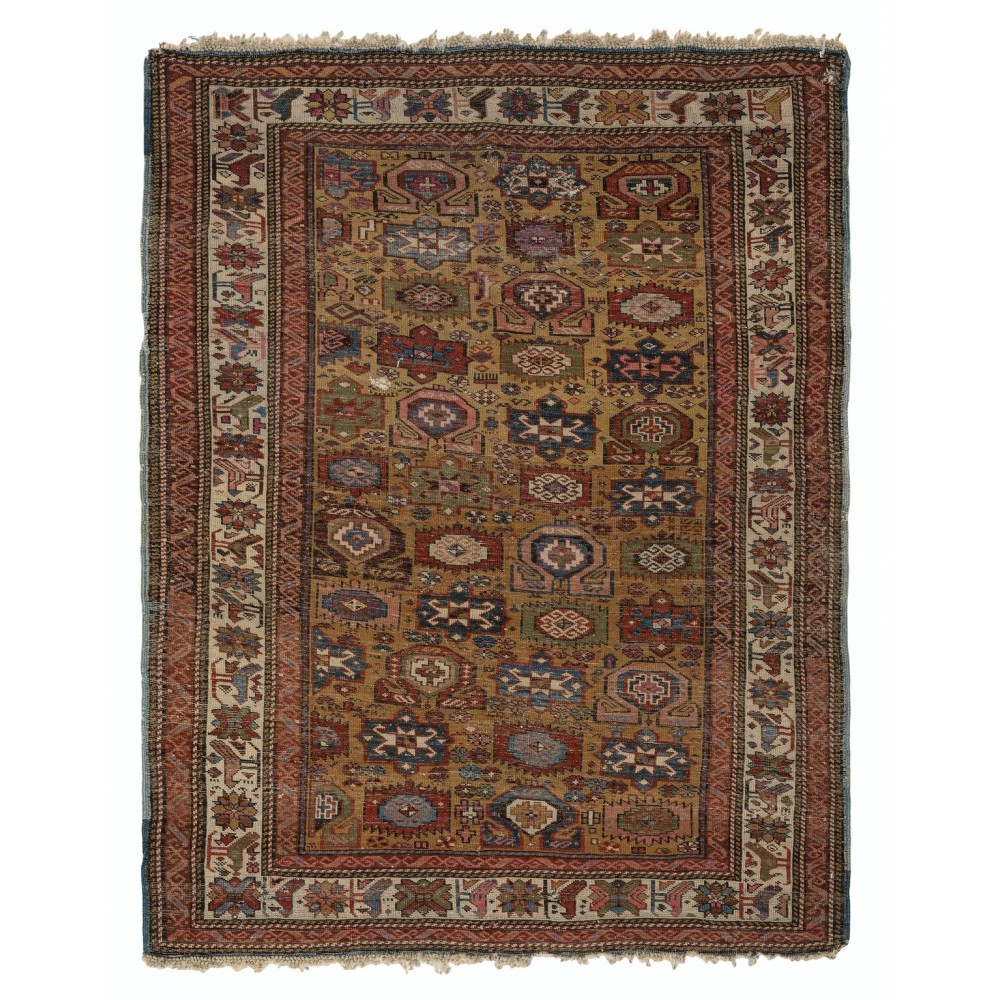 Antique Yellow Ground Kuba (Quba) Rug With Birds, North East Caucasus, Ca 1870 Antique Yellow Ground Kuba (Quba) Rug With Birds, North East Caucasus, Ca 1870