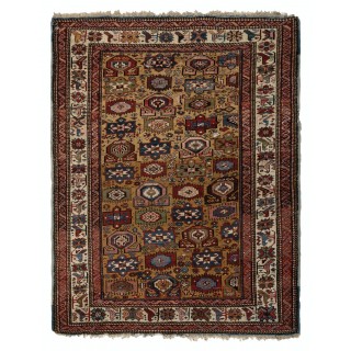 Antique Yellow Ground Kuba (Quba) Rug With Birds, North East Caucasus, Ca 1870