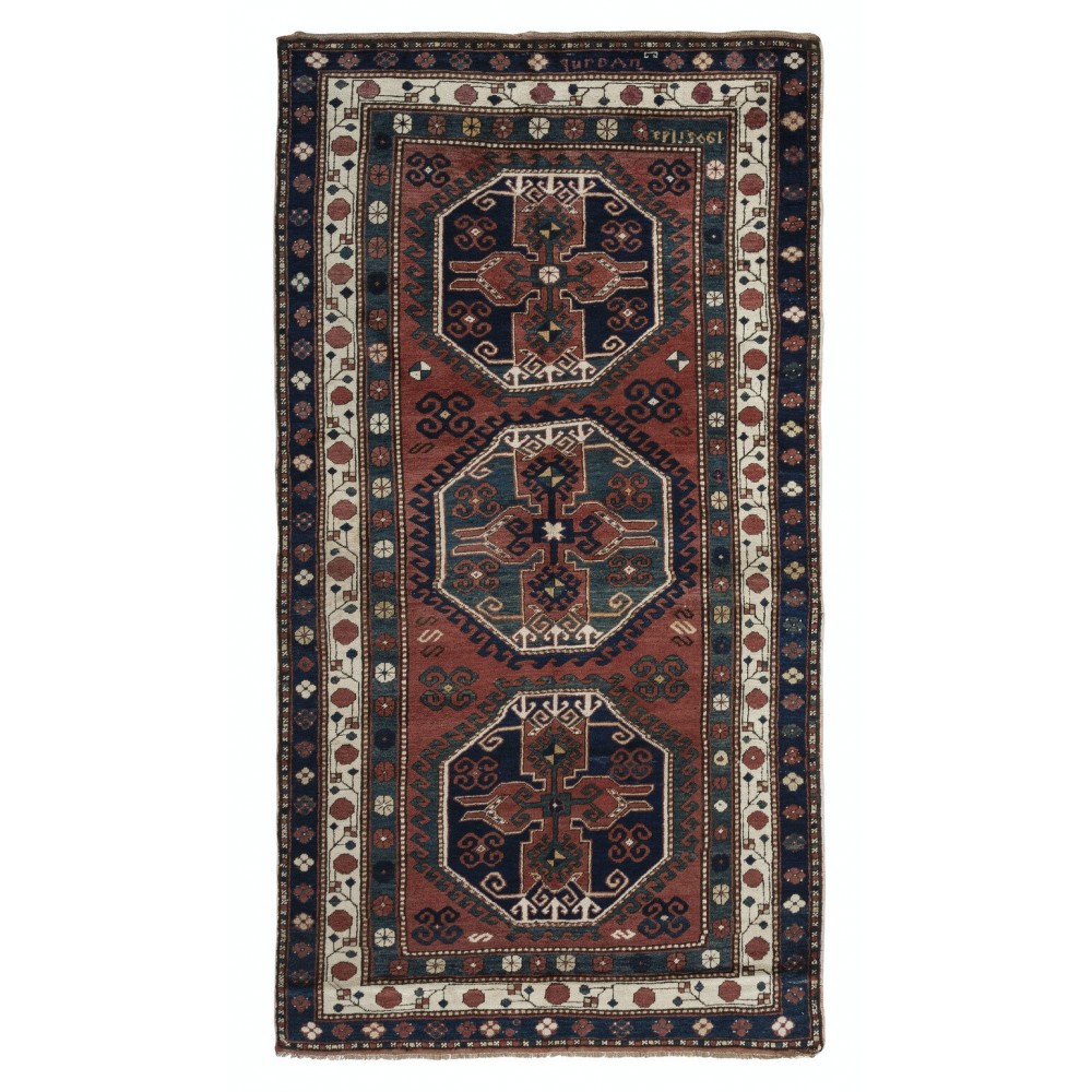 Antique Armenian Lambolo - Lori Pambak Kazak Rug, Inscribed in Armenian and Dated 1905