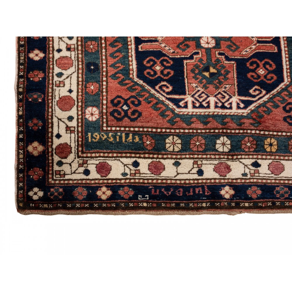 Antique Armenian Lambolo - Lori Pambak Kazak Rug, Inscribed in Armenian and Dated 1905