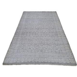 Pure Silk Handmade Rug. Hand-Knotted Carpet for Modern Living Room. Custom Options Available