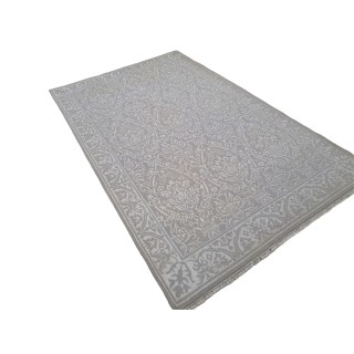 New Hand-Knotted Silk Rug. Contemporary Living Room Carpet. Custom Size Available