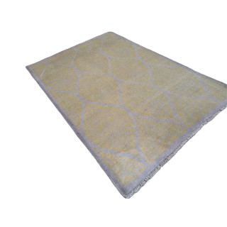 Pure Silk Handmade Rug. Hand-Knotted Carpet for Modern Living Room. Custom Options Available