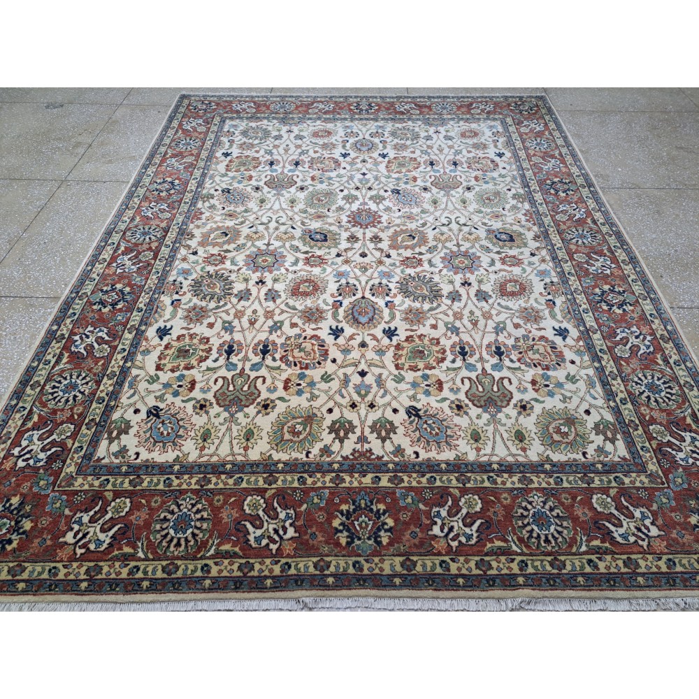 New Hand-Knotted Rug with Antique Heriz Design. Luxury Handmade Carpet