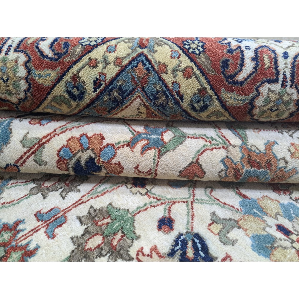 New Hand-Knotted Rug with Antique Heriz Design. Luxury Handmade Carpet