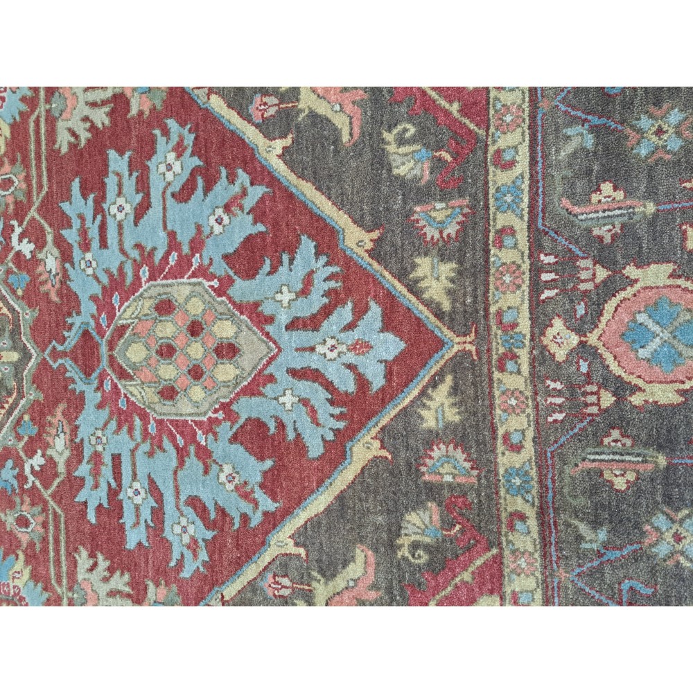 Heriz Inspired Handmade Wool Rug. Traditional Heriz Design Carpet. Antique Style Area Carpet. 100% Wool Heriz Inspired Handmade Wool Rug. Traditional Heriz Design Carpet. Antique Style Area Carpet. 100% Wool