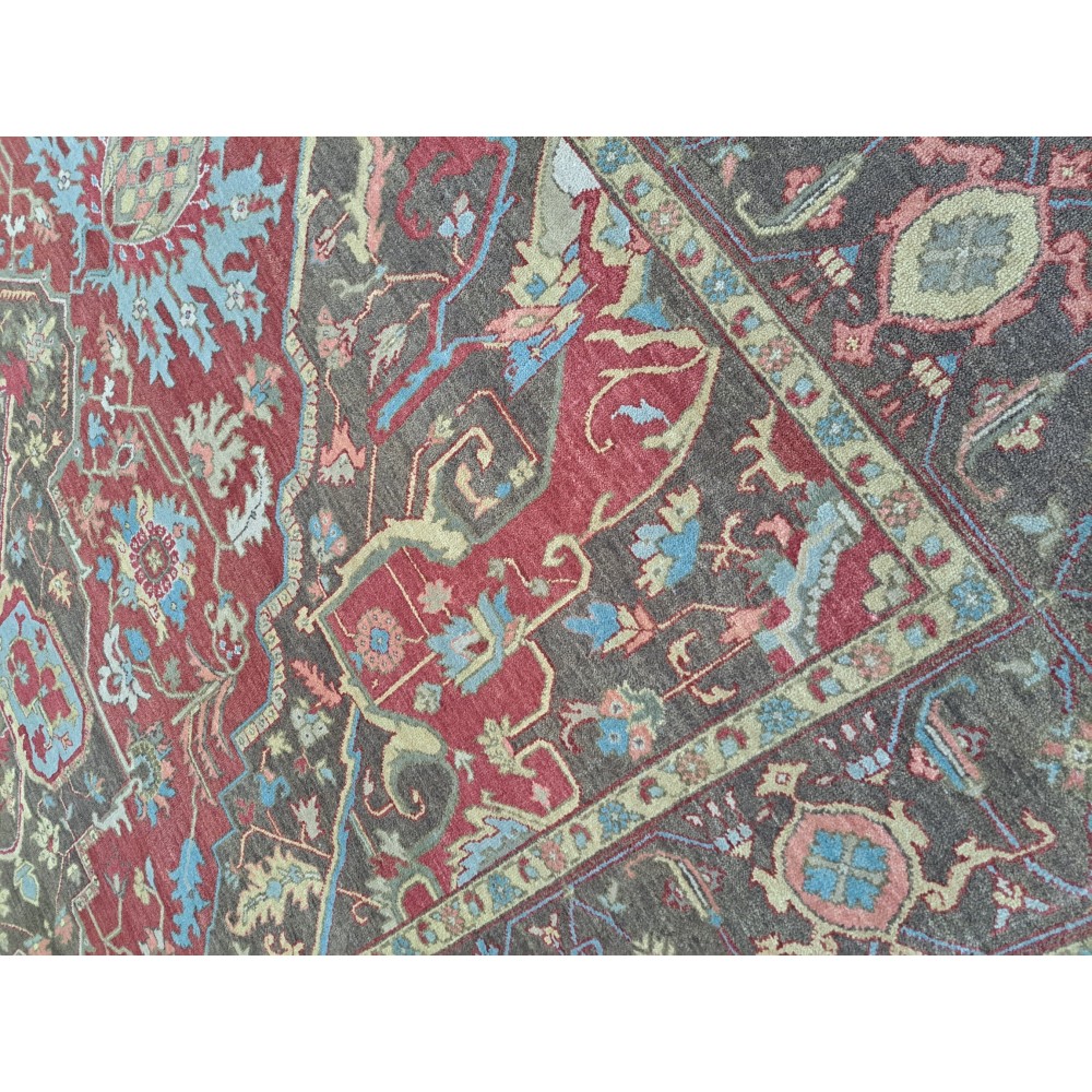 Heriz Inspired Handmade Wool Rug. Traditional Heriz Design Carpet. Antique Style Area Carpet. 100% Wool Heriz Inspired Handmade Wool Rug. Traditional Heriz Design Carpet. Antique Style Area Carpet. 100% Wool