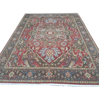 Heriz Inspired Handmade Wool Rug. Traditional Heriz Design Carpet. Antique Style Area Carpet. 100% Wool