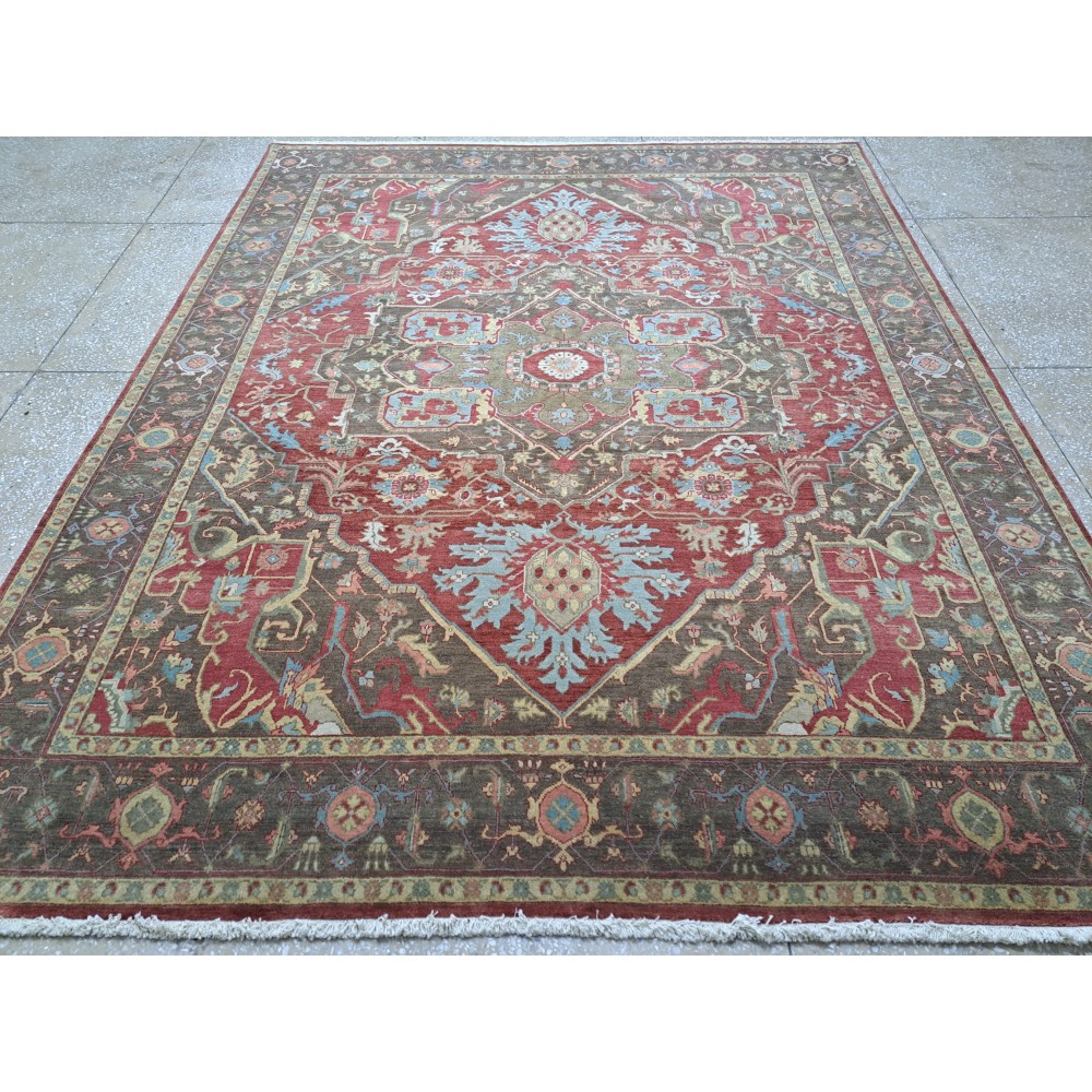 Heriz Inspired Handmade Wool Rug. Traditional Heriz Design Carpet. Antique Style Area Carpet. 100% Wool Heriz Inspired Handmade Wool Rug. Traditional Heriz Design Carpet. Antique Style Area Carpet. 100% Wool