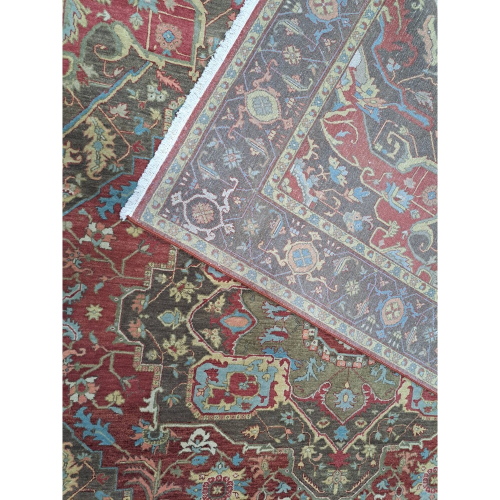 Heriz Inspired Handmade Wool Rug. Traditional Heriz Design Carpet. Antique Style Area Carpet. 100% Wool Heriz Inspired Handmade Wool Rug. Traditional Heriz Design Carpet. Antique Style Area Carpet. 100% Wool