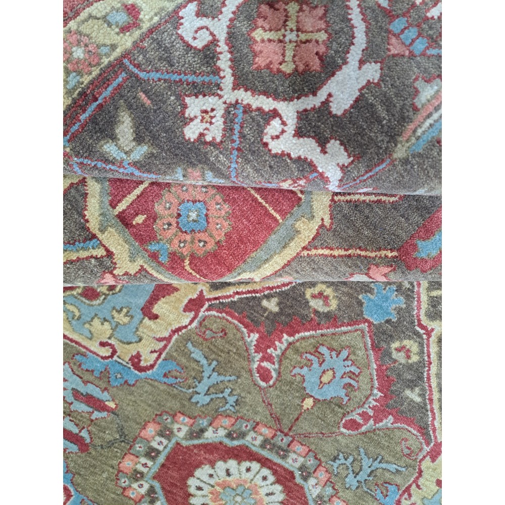 Heriz Inspired Handmade Wool Rug. Traditional Heriz Design Carpet. Antique Style Area Carpet. 100% Wool Heriz Inspired Handmade Wool Rug. Traditional Heriz Design Carpet. Antique Style Area Carpet. 100% Wool