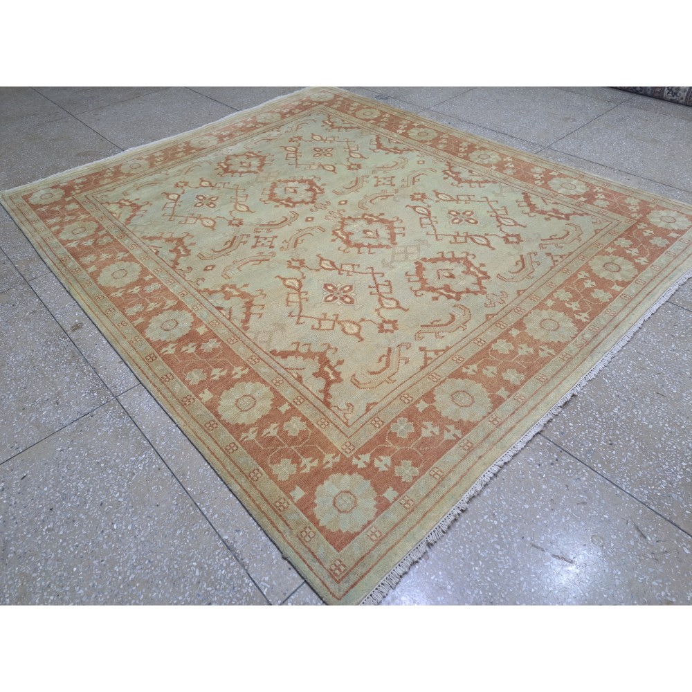 100% Wool Oushak Style Rug. Hand-Knotted Carpet. Custom Options Available 100% Wool Oushak Style Rug. Hand-Knotted Carpet. Custom Options Available