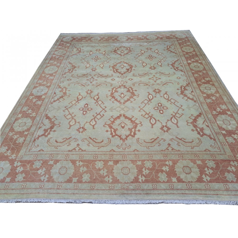 100% Wool Oushak Style Rug. Hand-Knotted Carpet. Custom Options Available 100% Wool Oushak Style Rug. Hand-Knotted Carpet. Custom Options Available