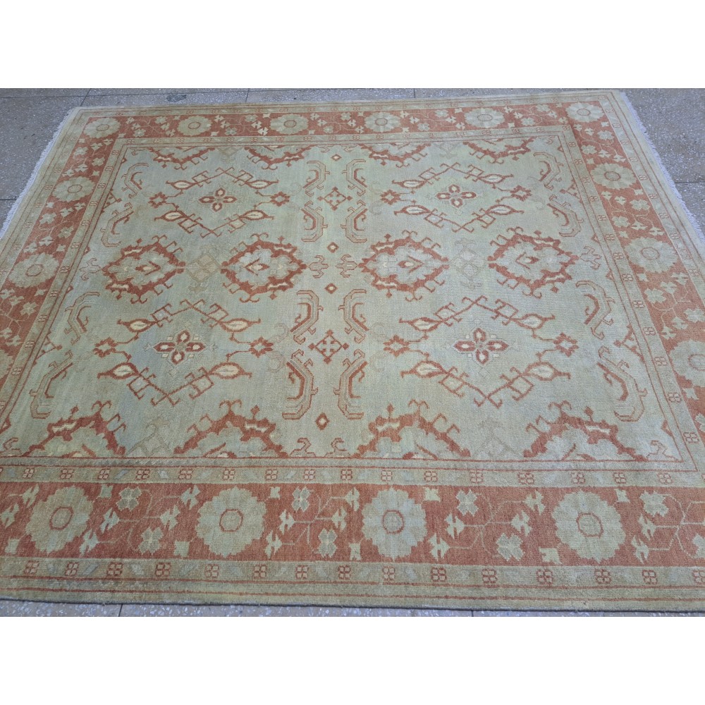100% Wool Oushak Style Rug. Hand-Knotted Carpet. Custom Options Available 100% Wool Oushak Style Rug. Hand-Knotted Carpet. Custom Options Available